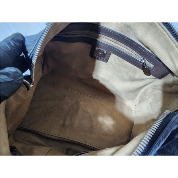 Authentic MCM Visetos Lion Princess Boston Handbag Black/Grey/Gold - Picture 13 of 14